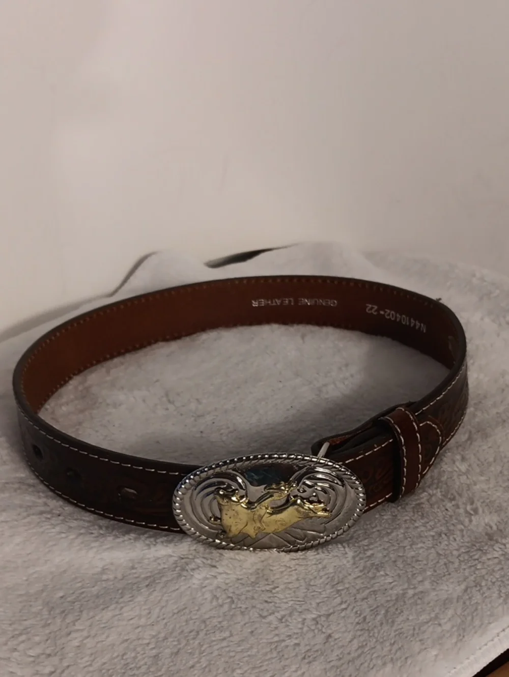Nocona Brown Kids Leather Belt with Two-Tone Rodeo Buckle
